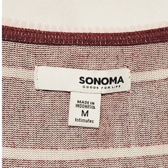 Sonoma Intimates Long Sleeve Striped Soft Sleep Shirt Pajama Top Size Medium - Picture 3 of 8